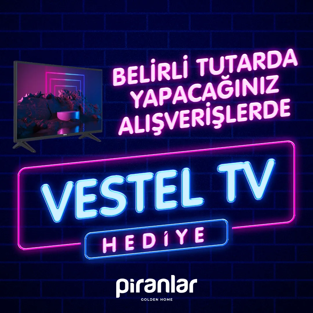Neon-Motiv für ein Möbelhaus: Fernseher als Geschenk